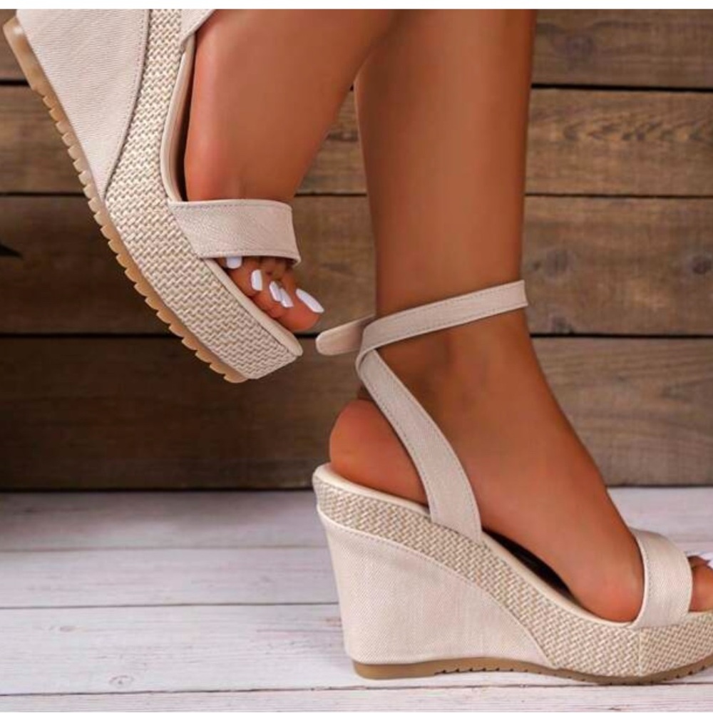 Elegant Cream Wedge Sandals